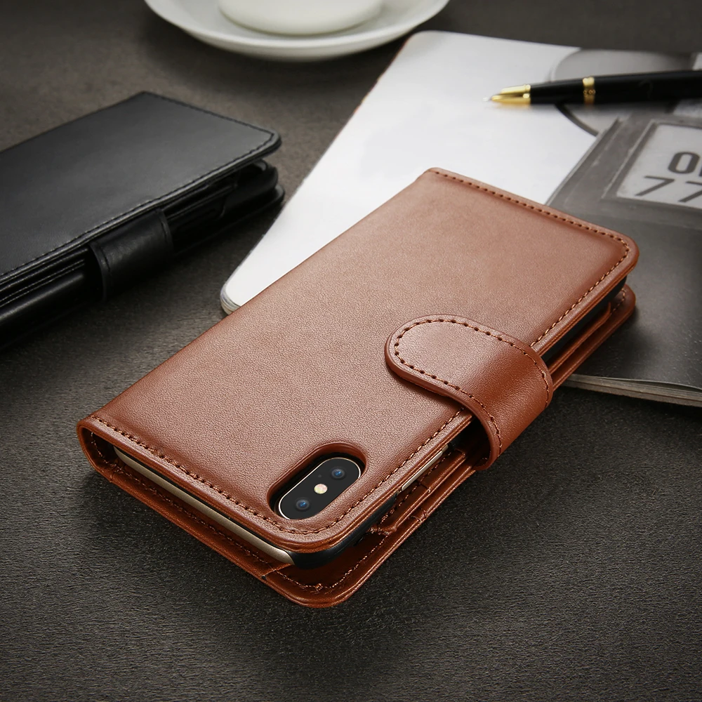 KISSCASE кожаный флип чехол для iPhone X 10 бумажник 6 S 7 Plus роскошный держатель карт 5 5S se 4