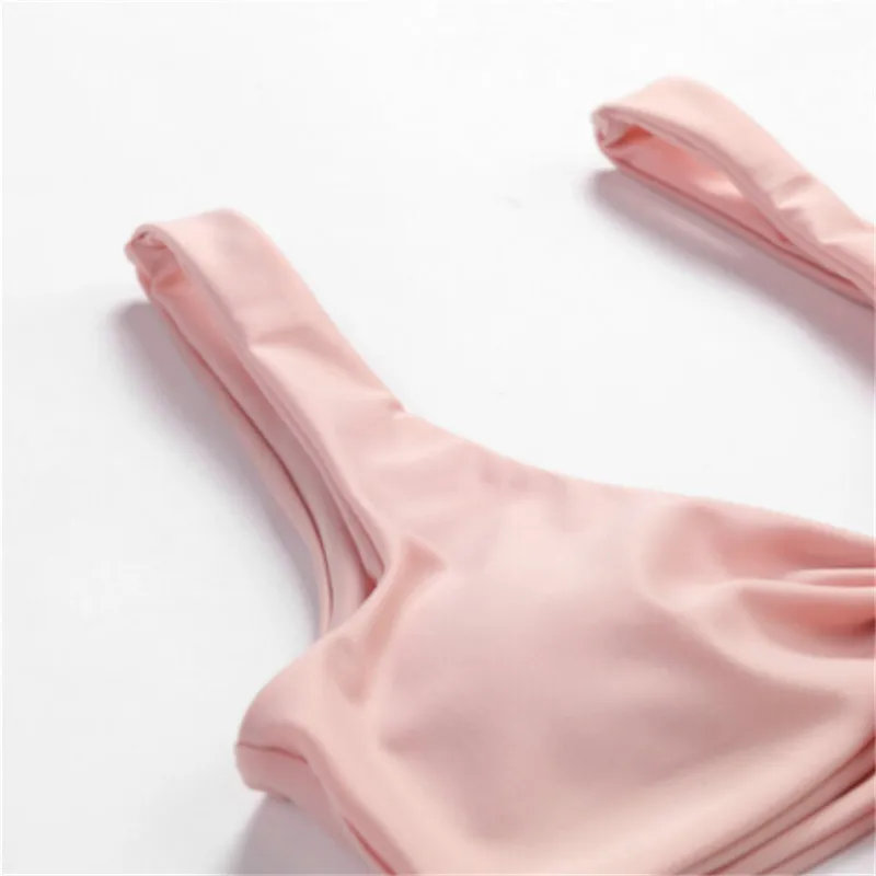 

Brazilian Biquini Bikini Set Solid Color Swimsuit Women Bandage Push-up Swimwear 2019 New Summer Low Waist Triangle Bathing Suit
