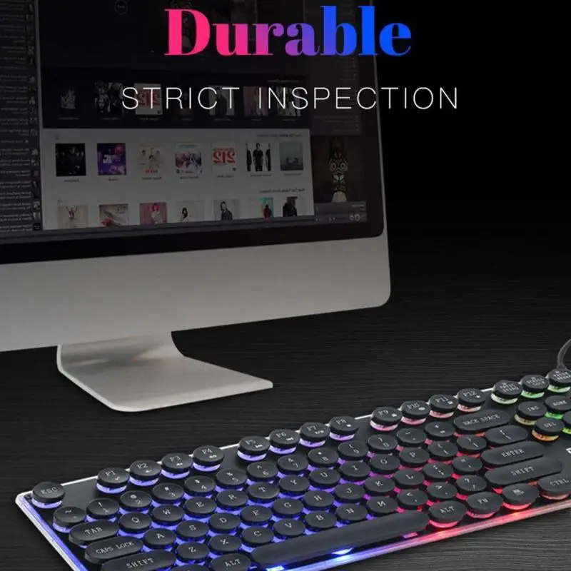 104 ключа стимпанк игровая клавиатура RGB с подсветкой Механическая USB Проводная