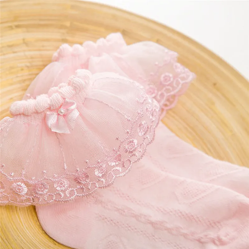 Новинка 2019 детские кружевные носки до щиколотки с оборками и рюшами для