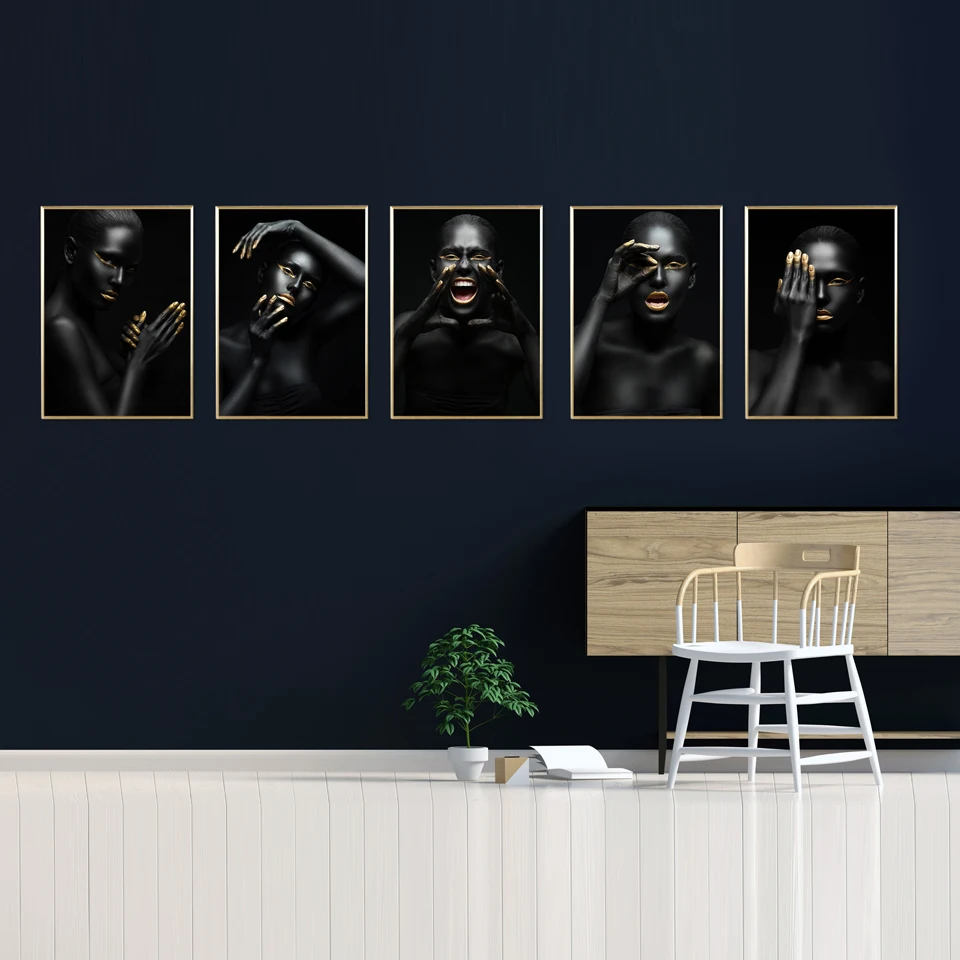 Художественная фотография Сексуальная черная женщина модельные плакаты и