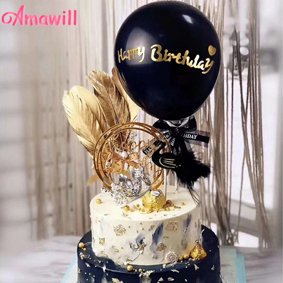 Amawill 5 шт Топпер для торта дюймов мини черные воздушные шары дня рождения