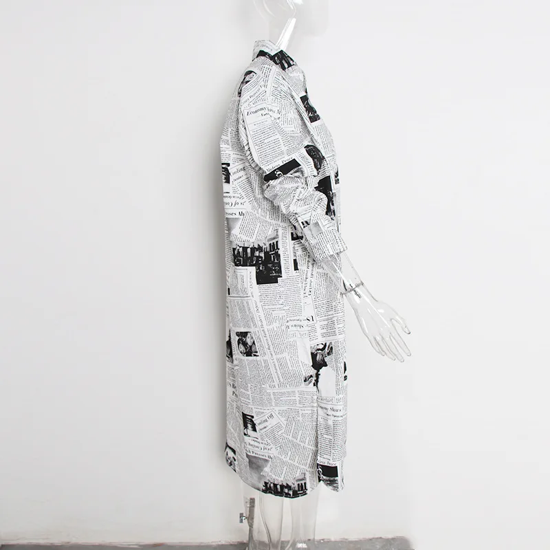 Lsysag для женщин топы корректирующие мужские Поло рубашка воротник Vestidos газета