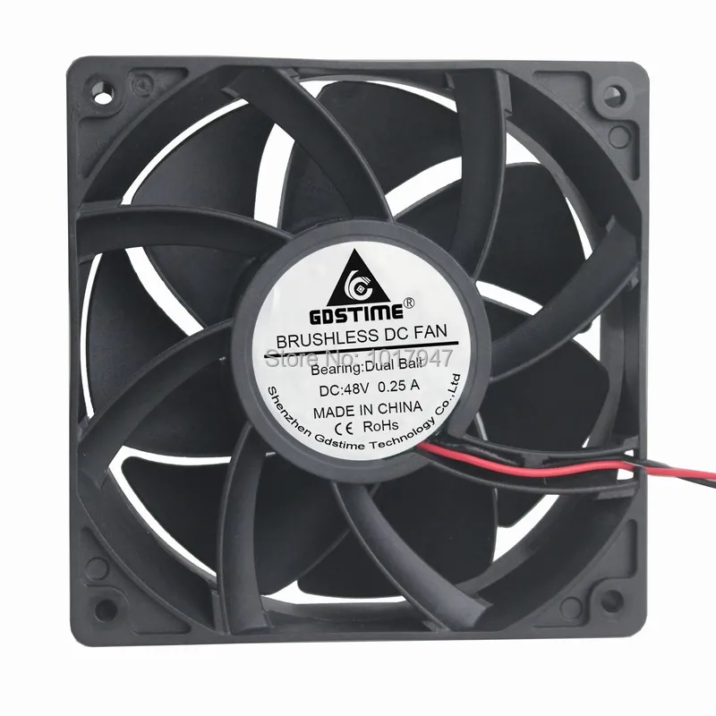 1 шт. Gdstime 12038 120 мм x 38 48 В постоянного тока 150 CFM Бесщеточный вентилятор охлаждения