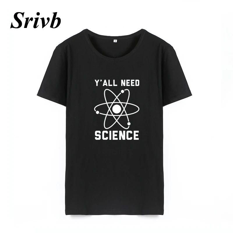 Женская футболка с коротким рукавом Srivb Science Kawaii черно белая хлопковая Футболка