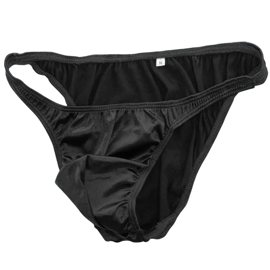 Sexy Men's underwear smooth Bikini Tanga Front Pouch Moderate Back Shiny Satin Knit Penis pouch mens underwear