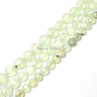 high quality 10 12 14mm natural green prehnites stone faceted coin shape necklace bracelet jewelry gems loose beads 15 inch wj97