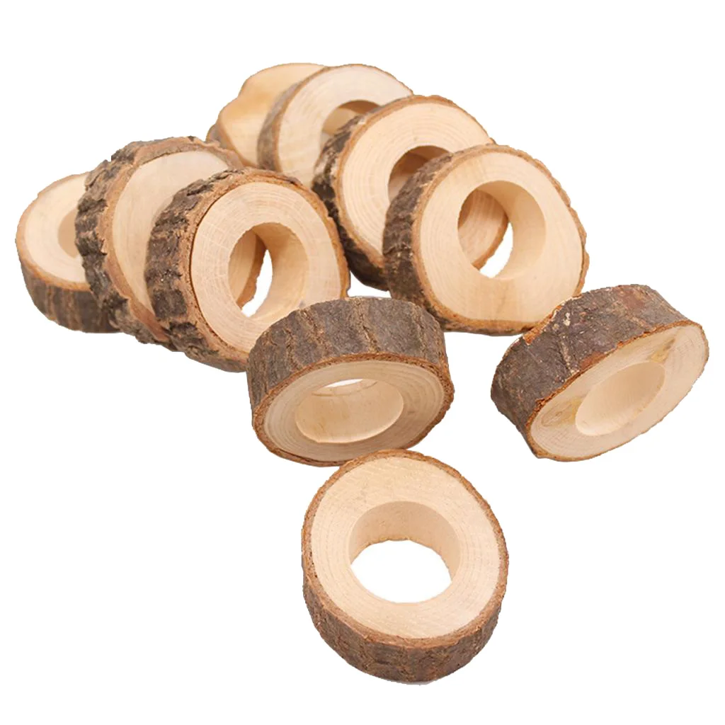 

MagiDeal 10PCS Wooden Napkin Serviette Rings Holders Figurines table decoration for Wedding Party Dinner Decoration
