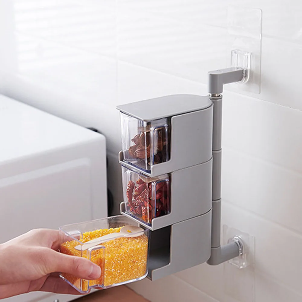 1 шт. приправа коробка кухня хранилище специй бутылки баночки висит поворотный