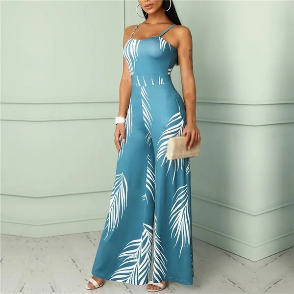 Женский Длинный комбинезон с принтом повседневный широкими штанинами на