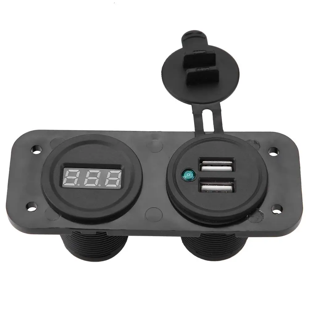 Топ цифровой автомобильный жидкокристаллический вольтметр USB двойной порт