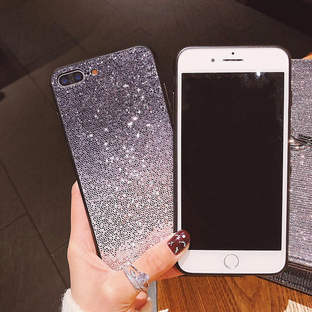 Чехол с милым градиентным блеском для iPhone X XS чехол MAX XR телефона противоударные