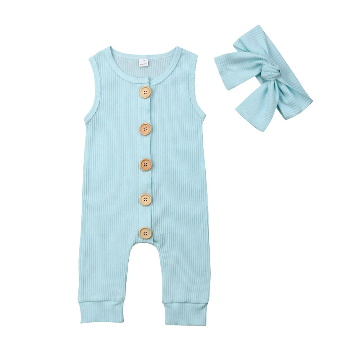 Newborn Infant Babys Girl Boy Outfit Solid Button Cotton Romper Jumpsuit Clothes Set | Детская одежда и обувь