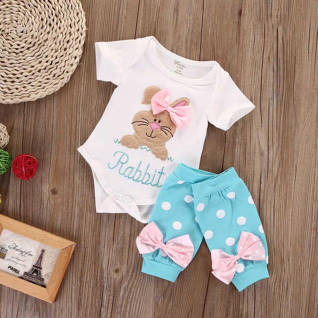 2 шт./компл. комплект одежды для новорожденных девочек с принтом кролика