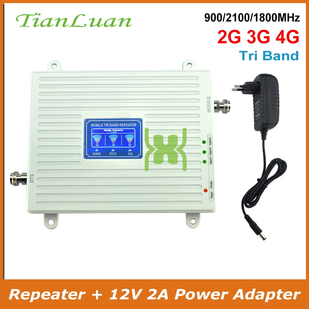 TianLuan мобильный телефон усилитель сигнала 4G 3G 2G сотовый GSM репитер 900 МГц W CDMA 2100 DCS