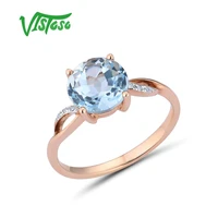 vistoso gold rings for women genuine 14k 585 rose gold ring sparkling diamond sky blue topaz wedding anniversary fine jewelry