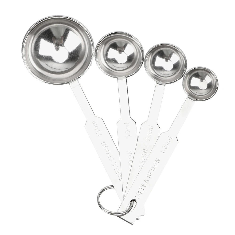 Stainless Steel 1.25/2.5/5/15ml Measuring Spoon Scoop Tea Coffee Metal Cup 4pcs/set Cooking Baking Tools | Дом и сад