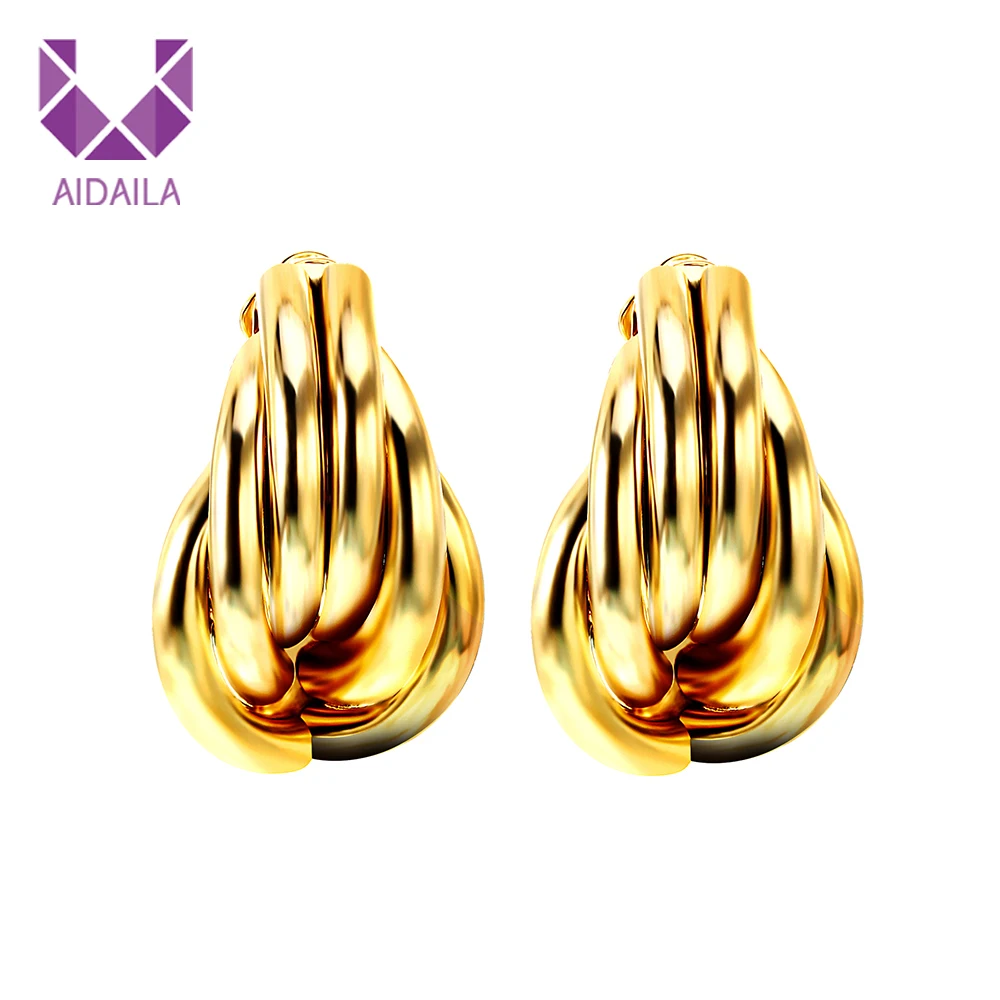 

Women Stud Earrings Geometric Hyperbole Style Punk Hip Hop Copper Metal High Quality Gold Color Personality Design