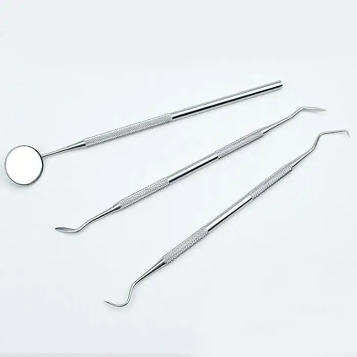 3PCS Dentist Teeth Clean Explorer Probe China Hook Pick Mouth Guard Mirror Dental Tool Casual Silver | Красота и здоровье