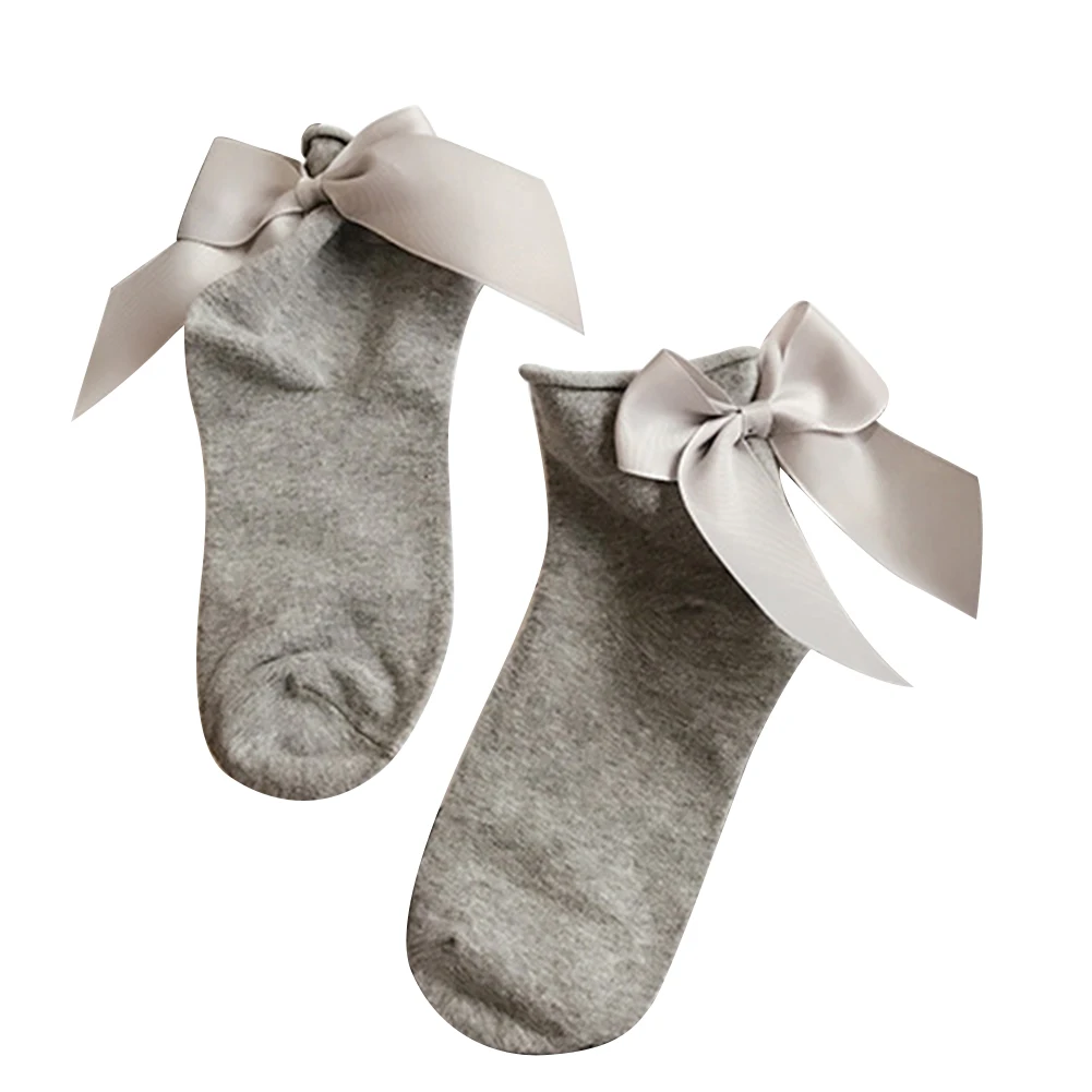 

Women Fashion Cotton Solid Color Breathable Hemming Bowknot Short Ankle Socks