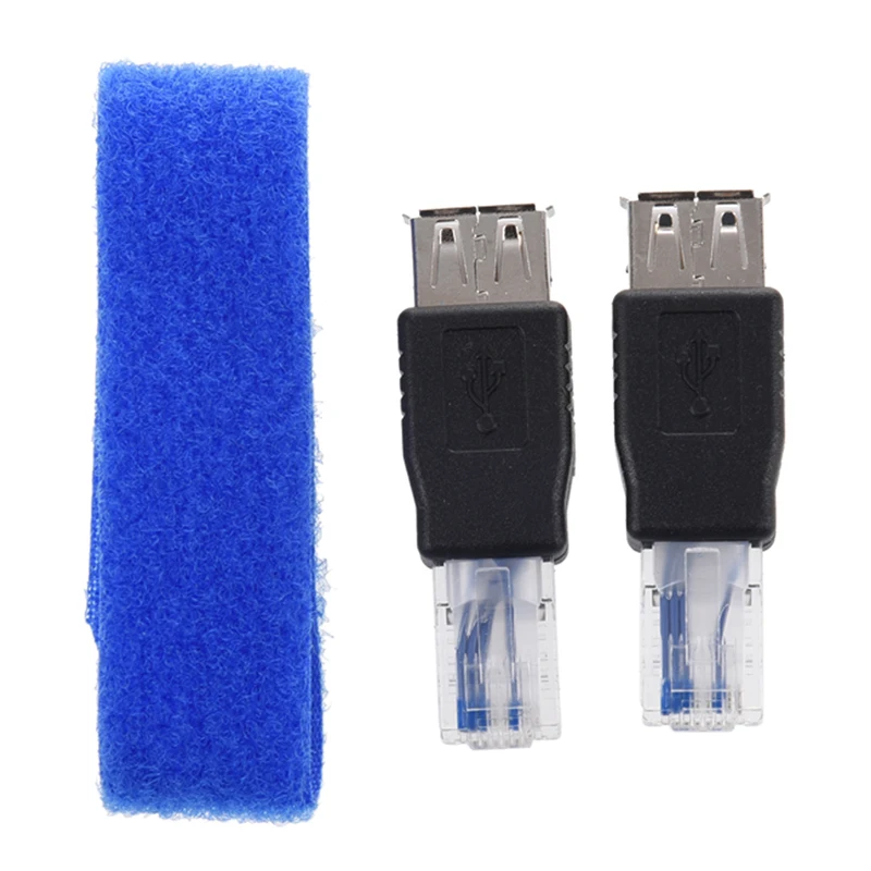 Адаптер синий кабель галстук 2 шт. ethernet RJ45 папа к USB Разъем конвертер адаптер +