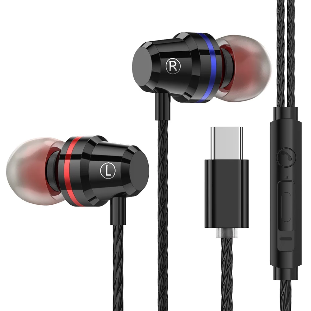 Usb type C наушники стерео Бас спортивные с mi c гарнитура USB для Xiaomi 6 8 huawei