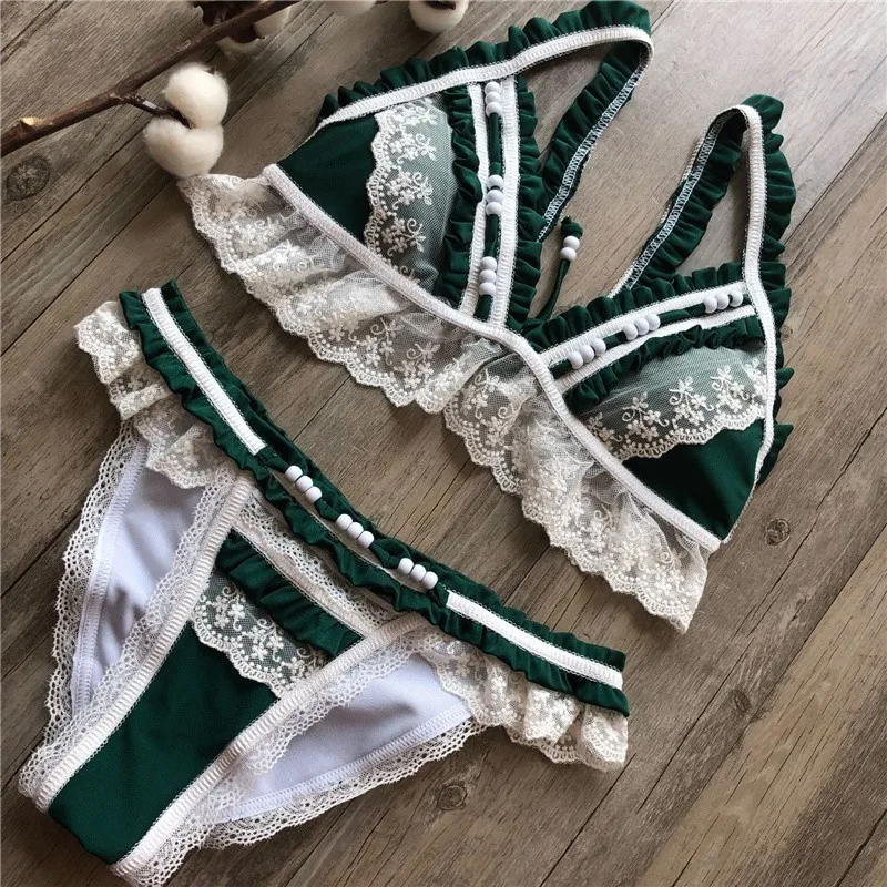 Сексуальный кружевной купальник бикини 2020 пуш ап Для женщин Плавание модная