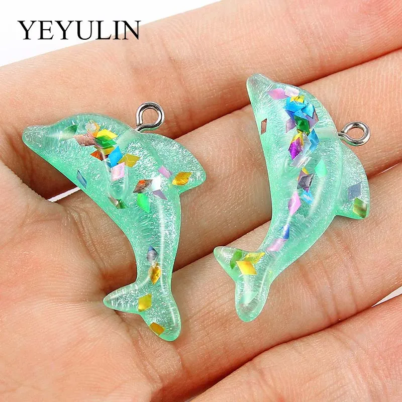 10 шт розовый зеленый случайный цвет в форме дельфина Подвески модные ювелирные
