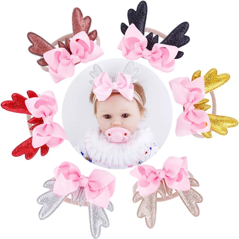 

2018 Christmas Infant Baby Antlers Headband Hair band Cute Dance Ballet Party XMAS Headwear 6 Colors