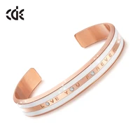 cde women rose gold bracelet bangle with crystal love you forever stainless steel bangles valentines day jewelry