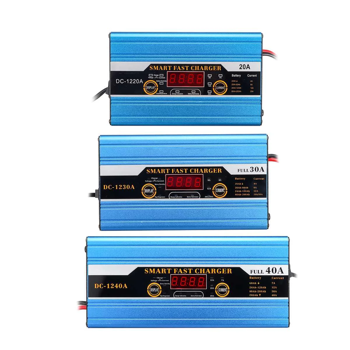 

20A/30A/40A Car Battery Lead-acid Smart Charger For Car Motorcycle LCD Display Protection Caravans Motor-homes Automatically