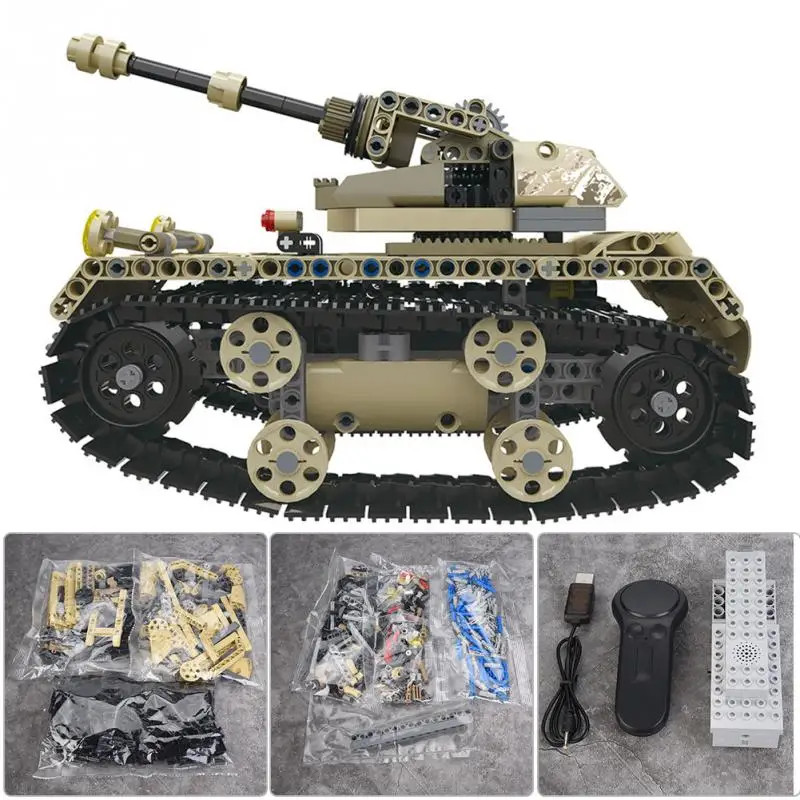 Строительные блоки DIY автомобиль сборная игрушка RC военный грузовик Танк модель 2