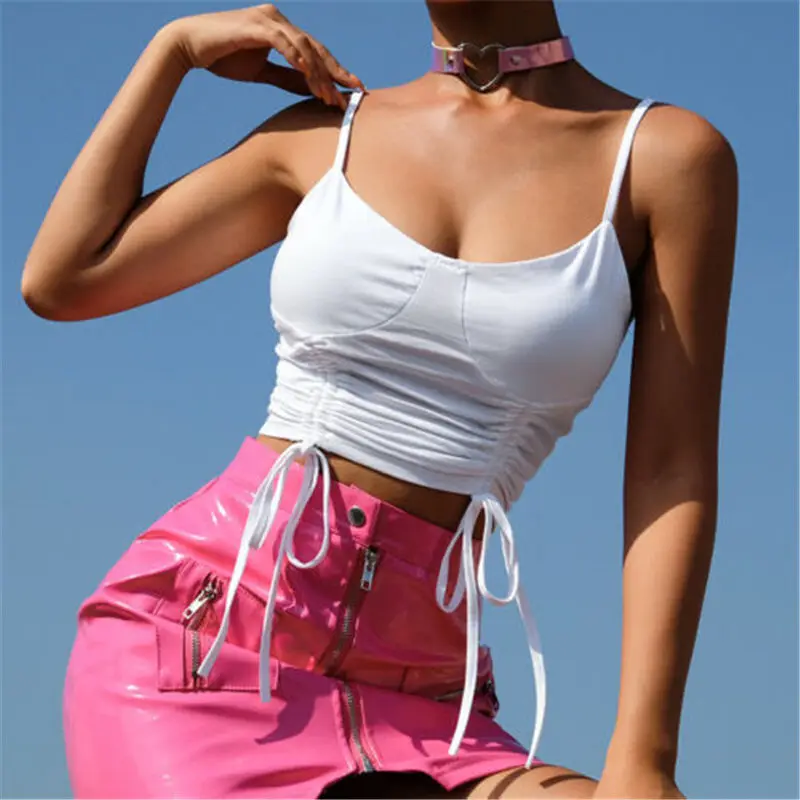Meihuida сексуальный ремень Drawstring v образным вырезом Женские майки Мода повязку