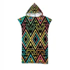 Геометрическое принтованное из микрофибры банное пляжное полотенце с капюшоном халат пончо для плавания пляжный серфинга мужской женский халат пляжная одежда