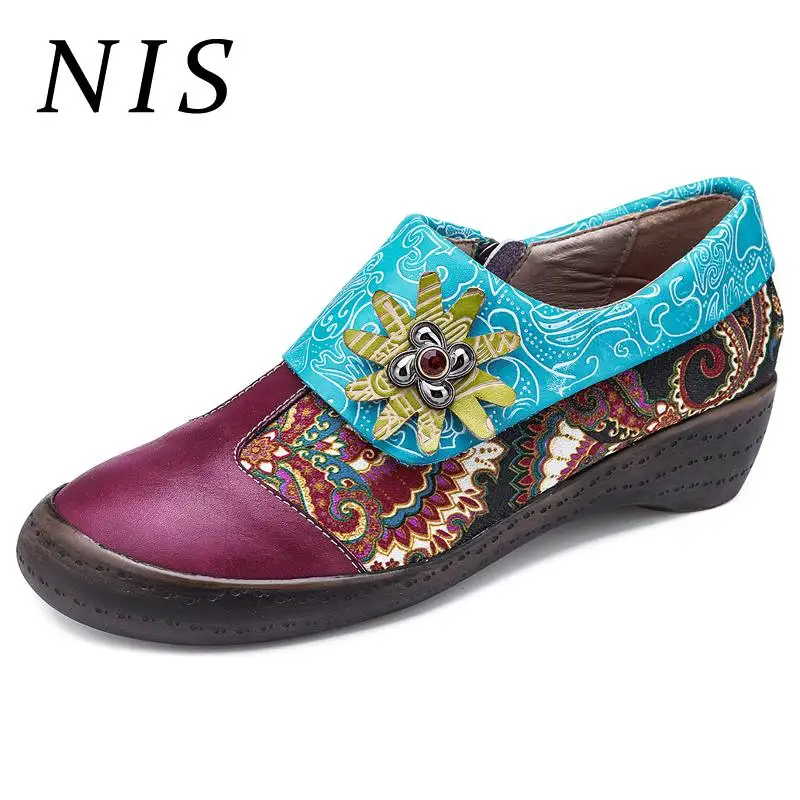 Женская обувь на плоской подошве NIS винтажная кожаная в богемном стиле большие