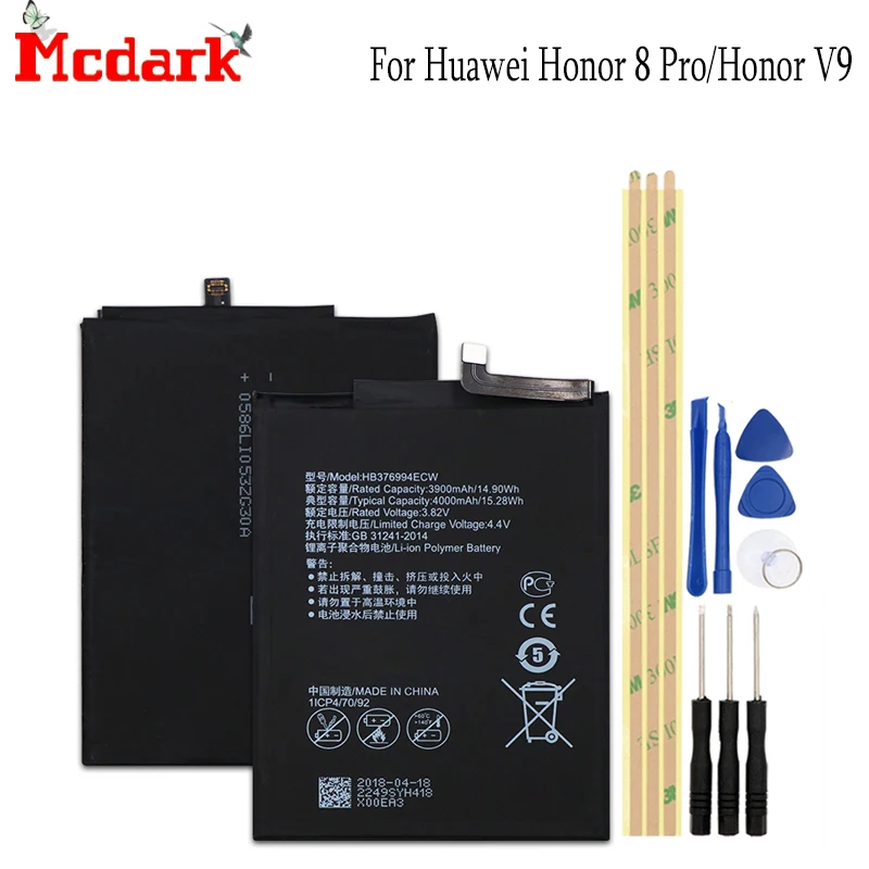 HB376994ECW батарея для Huawei Honor 8 pro/Honor V9 DUK AL20 TL30 Замена Высокое качество 4000 мАч