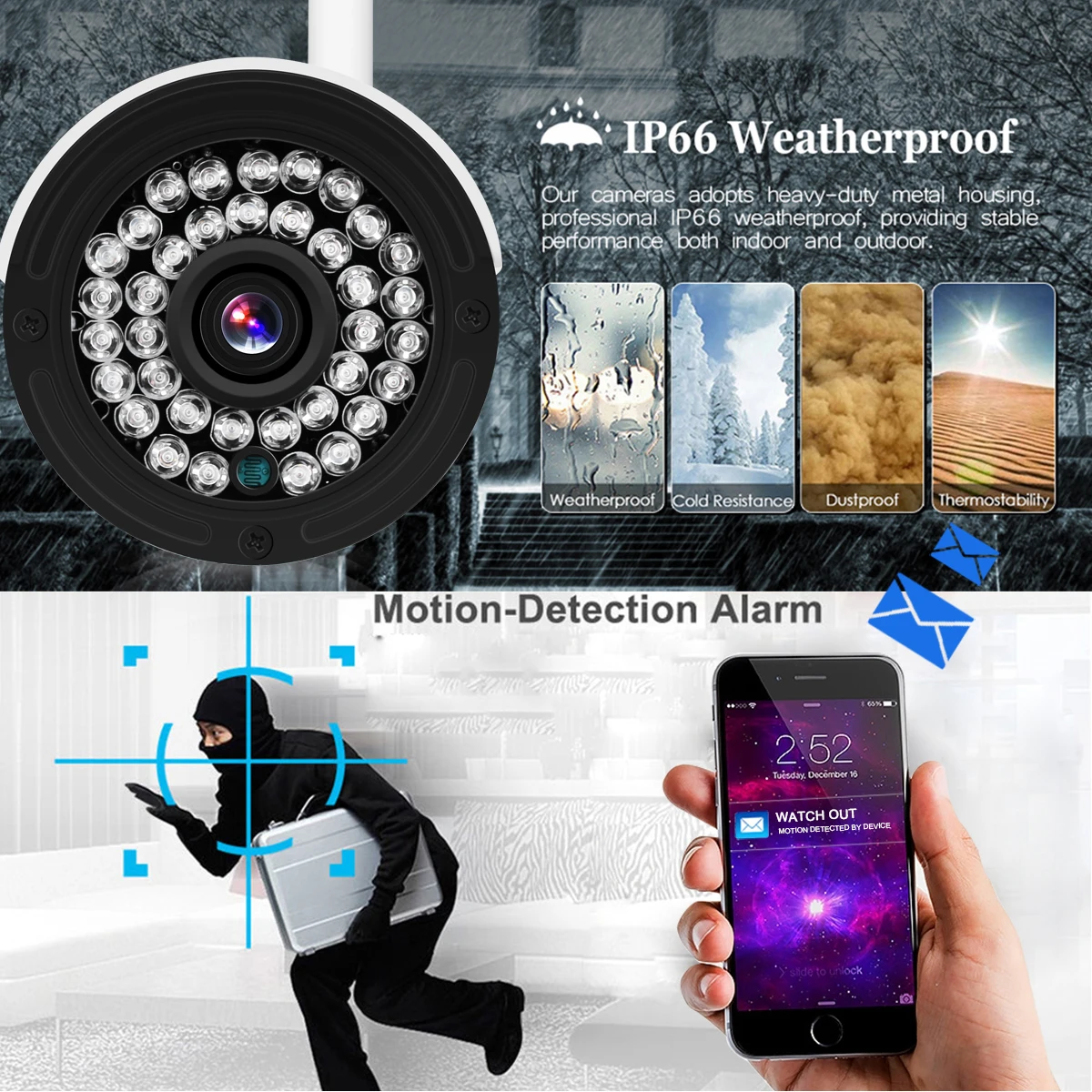 Беспроводная система видеонаблюдения 720 P HD 4CH NVR IR CUT наружная/Внутренняя WLAN Wi Fi