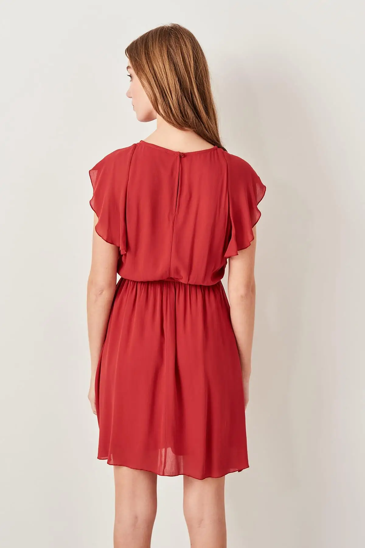 Trendyol красное платье с оборкой TWOSS19EH0102|Женские платья| |