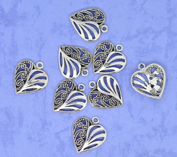DoreenBeads 30 Серебряный цвет полые подвески в форме сердца 22x19 мм (B08736) Иу | Украшения и