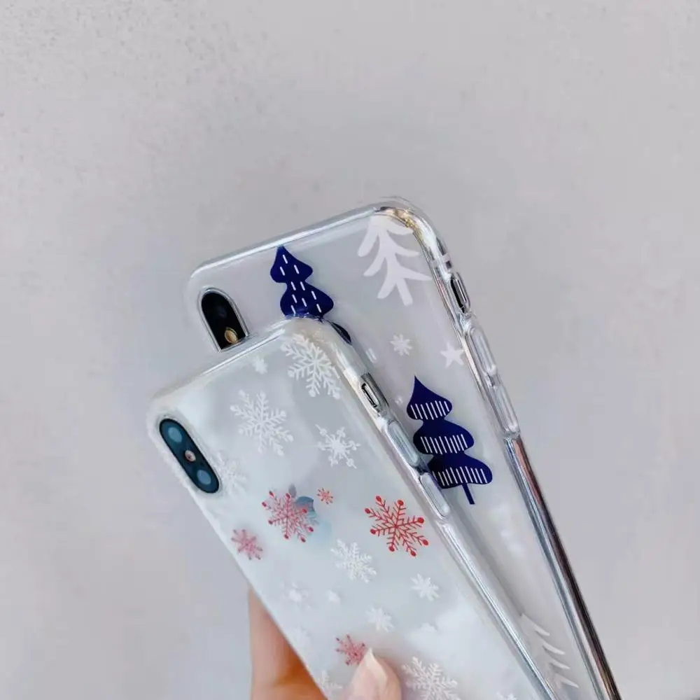 JONSNOW роспись чехол для iPhone 8 7 плюс 6 6s Рождественская елка снежинка Мягкий