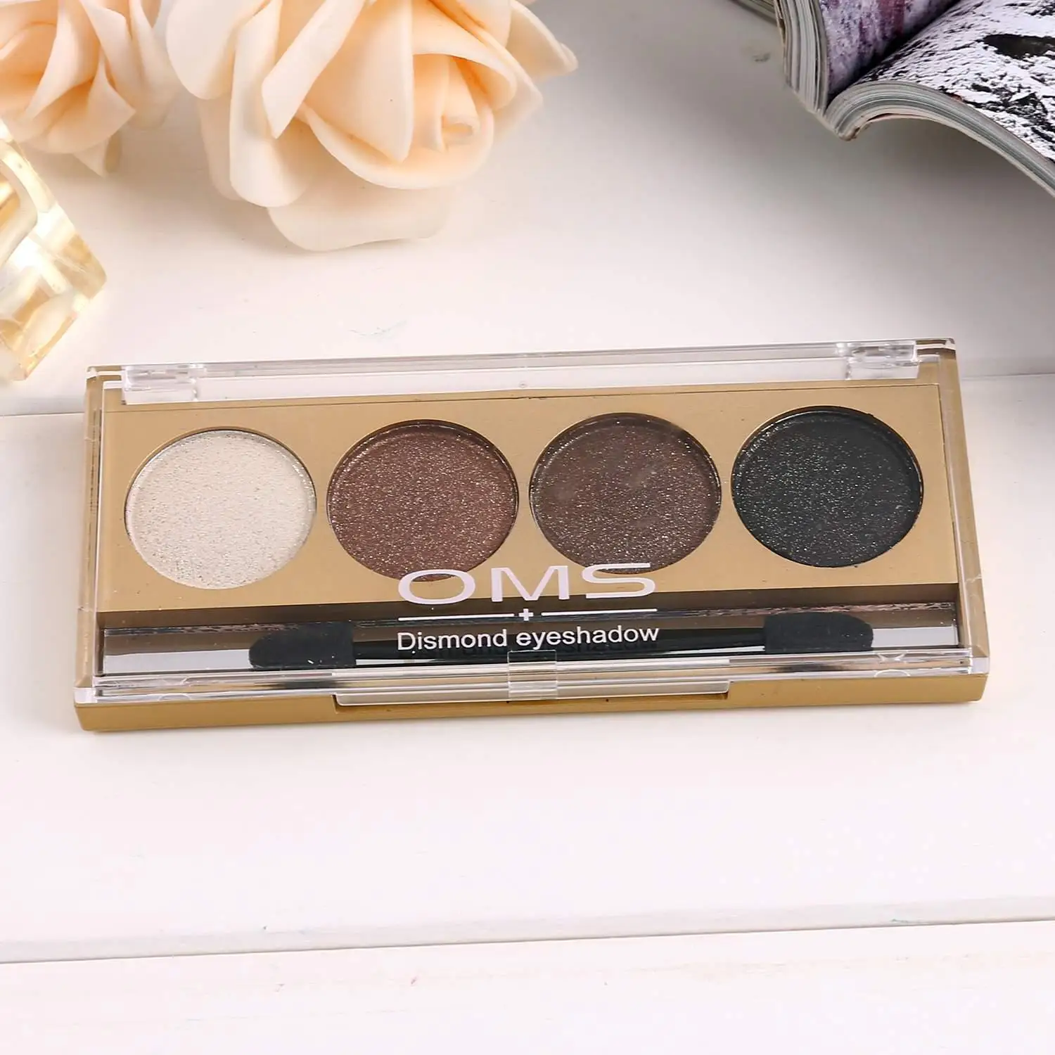 4 вида цветов водостойкая палитра теней для век с блестящим пигментированным