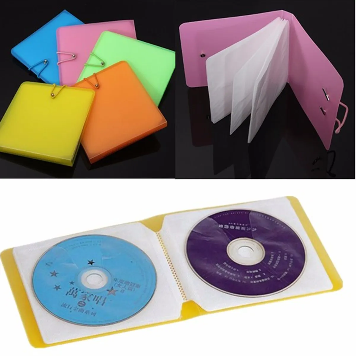 Новый 12-дисковый пластиковый альбом коробка для CD VCD DVD портативный бумажник