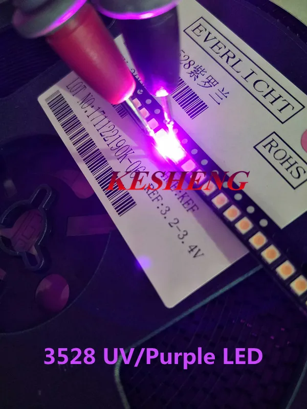 Светодиодные диоды SMD KESHENG 100 шт. 3528/1210 фиолетовых/УФ smd/smt plcc-2 высококачественные