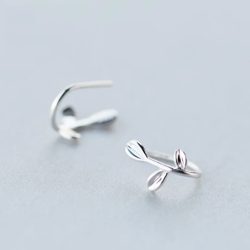 Серьги женские из серебра 925 пробы с листьями |