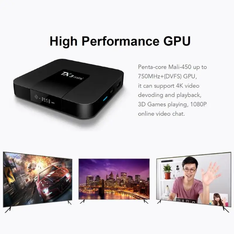 ТВ приставка TX3 Mini с новым дизайном Android 7 1 четырехъядерный процессор Amlogic S905W 1G + 8G