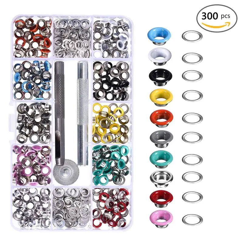 

300PCS 5MM Diameter Colorful Eyelet Buckles Mounting Tools Diy Leather Craft Rivets Replacement