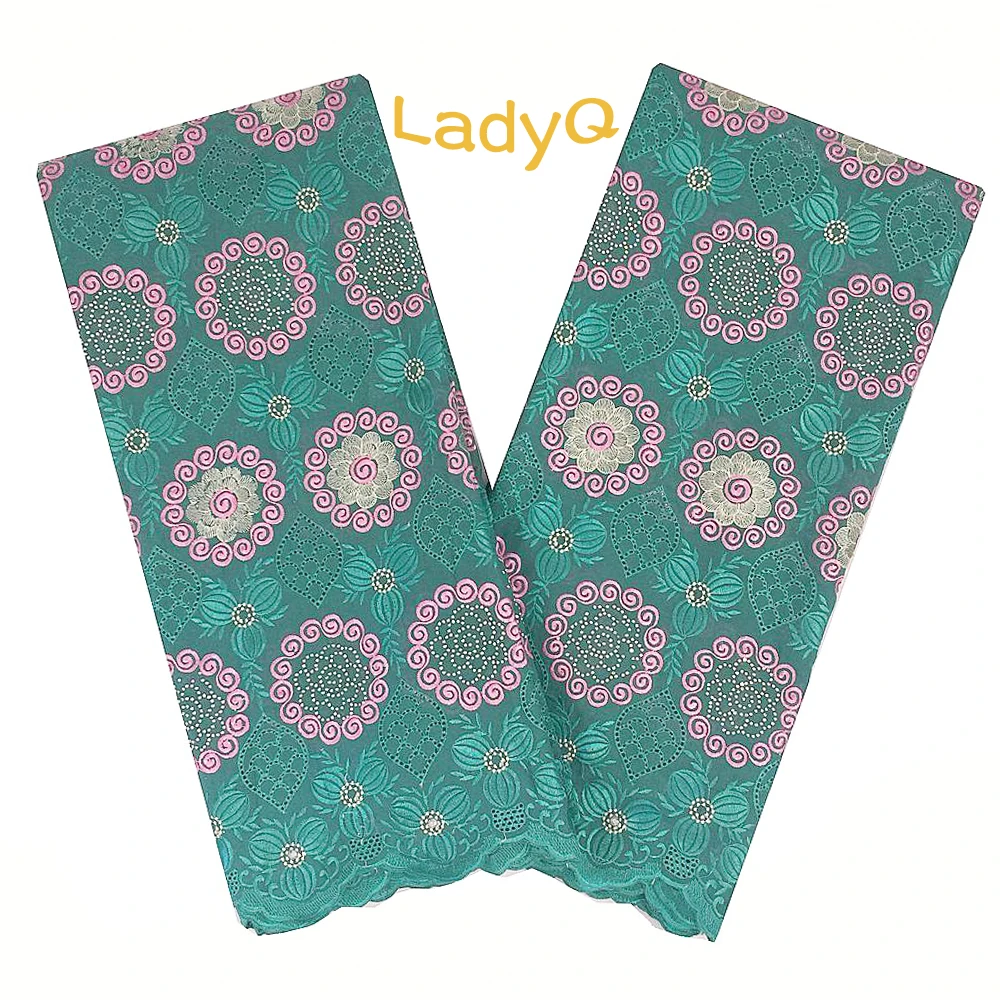 LadyQ Aso Ebi белая нигерийская кружевная ткань для свадьбы 2018 Хлопок Вышитая
