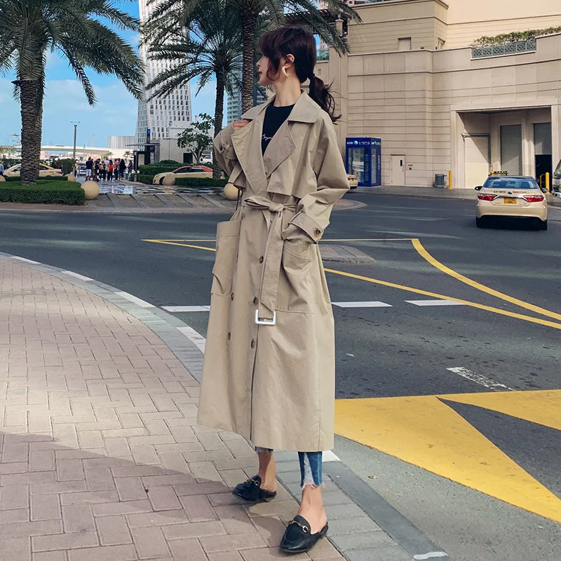 LANMREM 2019 новая весенняя женская одежда двубортные длинные лацканы свободная