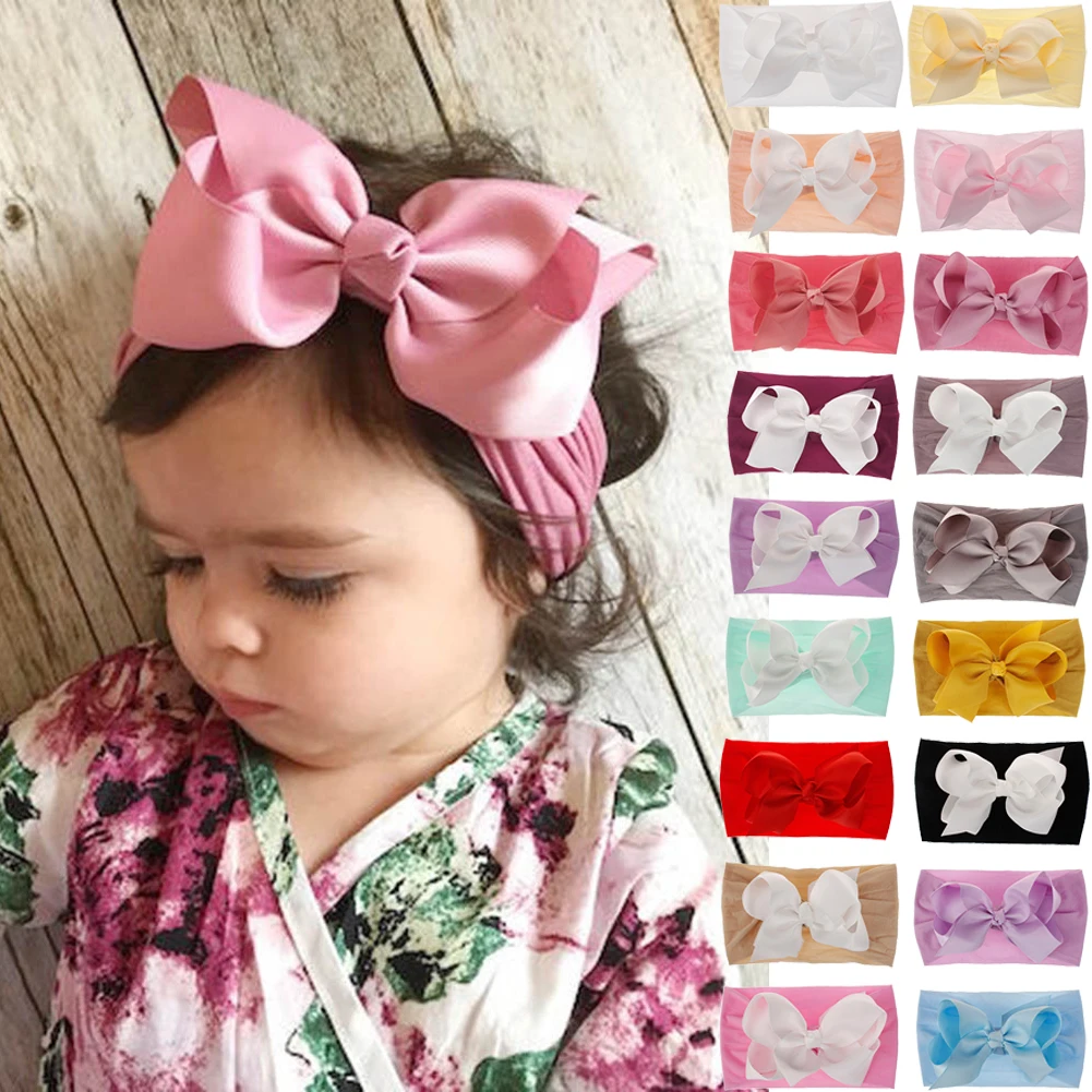 Toddler Baby Girls Headband Kids Bow Hairband Stretch Solid Turban Knot Head Wrap | Детская одежда и обувь