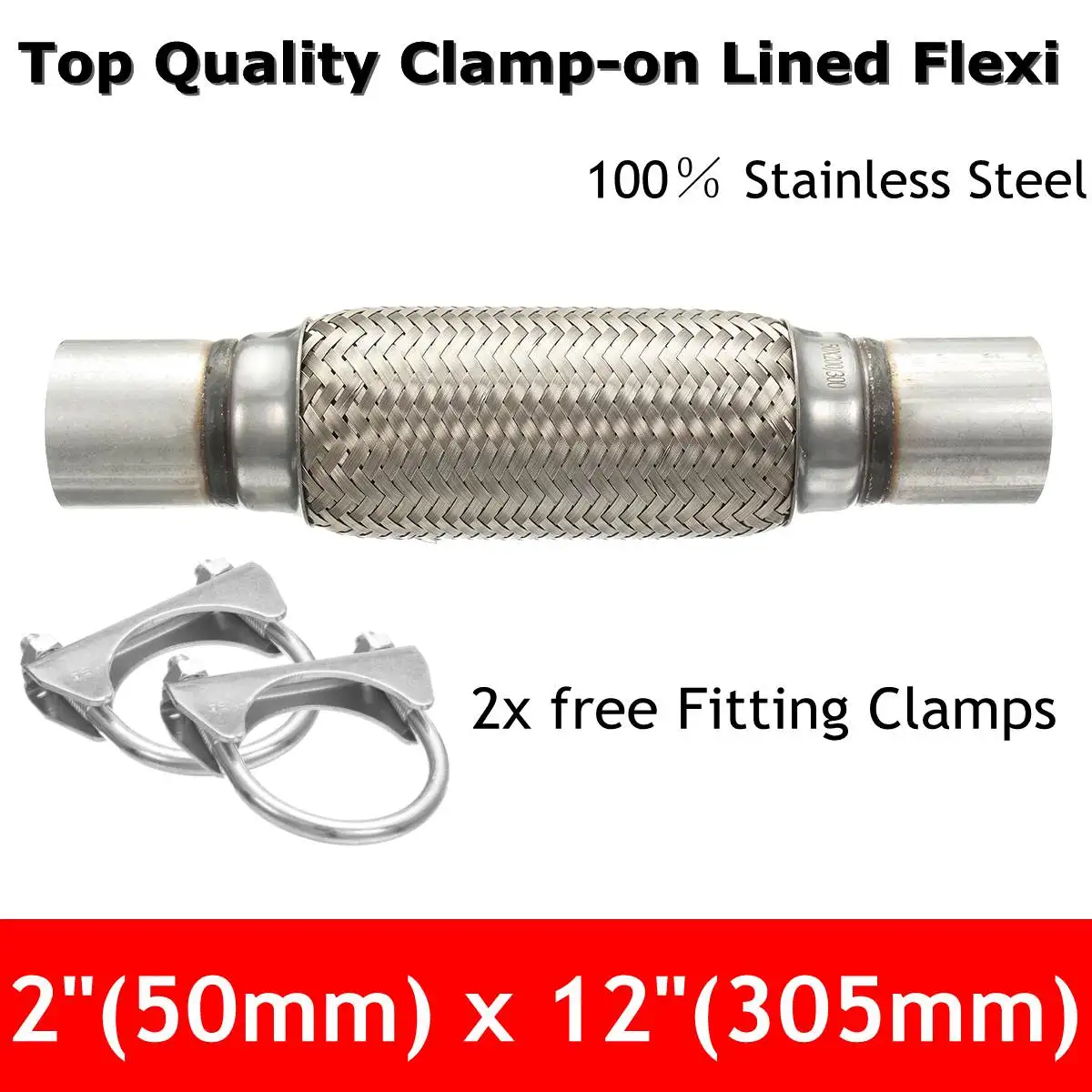 

Exhaust Clamp-on Flexi Tube Joint Flexible Pipe Repair 2" x 12" 50 x 300mm Flex